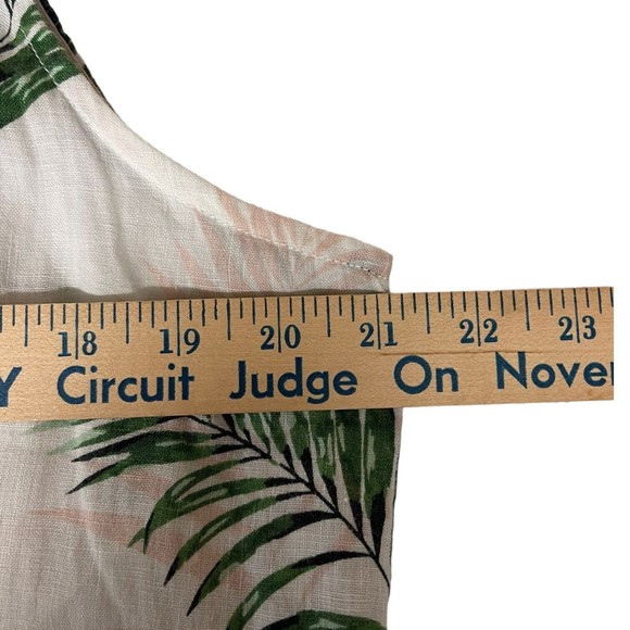 C&C California Sleeveless Linen Top Size Medium Hawaiian Print White/green/pink - Picture 7 of 9
